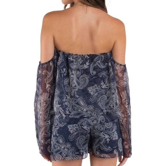 The Jetset Diaries Midnight Paisley Print Romper Size Small Blue New - Picture 3 of 10